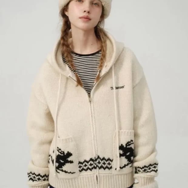 더바넷 집업 후드 가디건