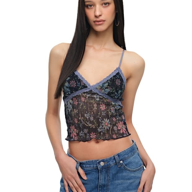 투머치택스 METALLIC FLORAL 03 LACE CAMI TOP