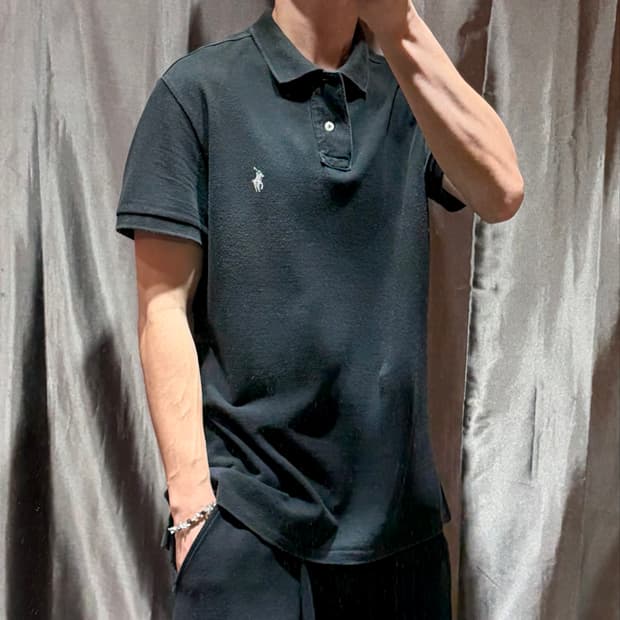 L 폴로랄프로렌 커스텀 슬림핏 코튼 블랙 PK 반팔