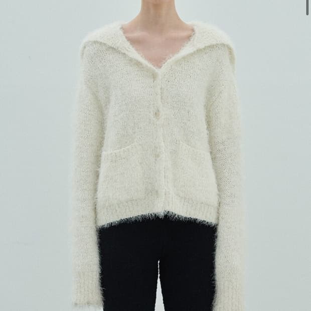 다이애그널 세일러 니트 가디건 아이보리