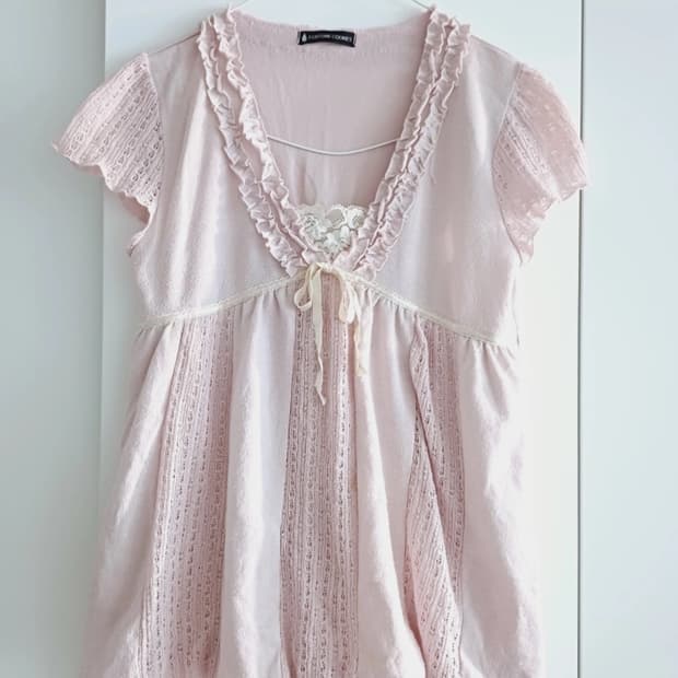 모리걸 히메 갸루 딸기우유 핑크 반팔