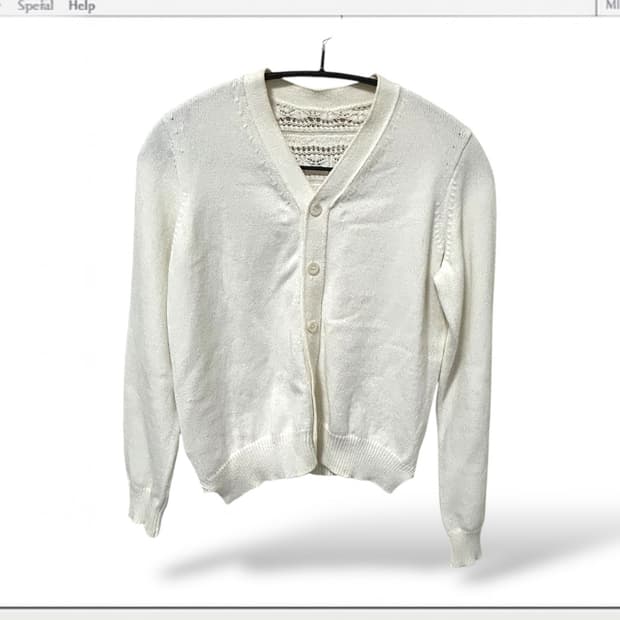 (레어) 꼼데가르송 백 니트레이스 반전 가디건