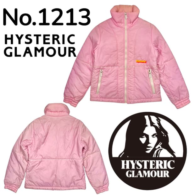 히스테릭글래머 딸기우유 핑크 로고 숏패딩 점퍼 S