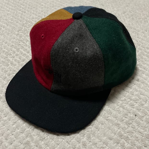 STUSSY 스투시 6패널 멀티컬러 멜톤 울 스트랩백 볼캡