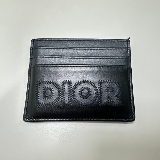 디올 시그니처 플랫 카드지갑 딥그레이