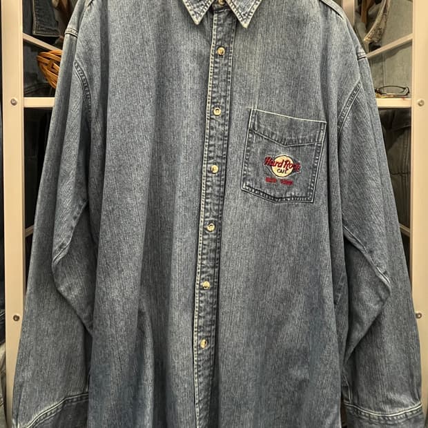 90s 하드락카페 뉴욕 데님 셔츠 남방