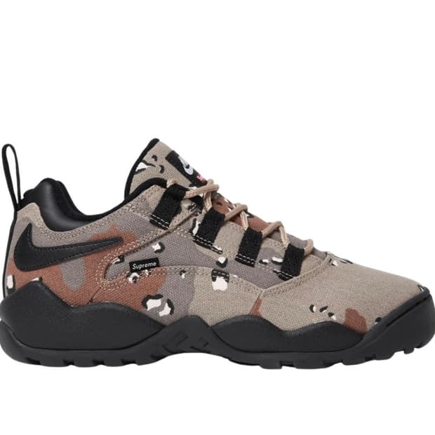 나이키 x 슈프림 SB 다윈 로우 데저트 카모 270 사이즈