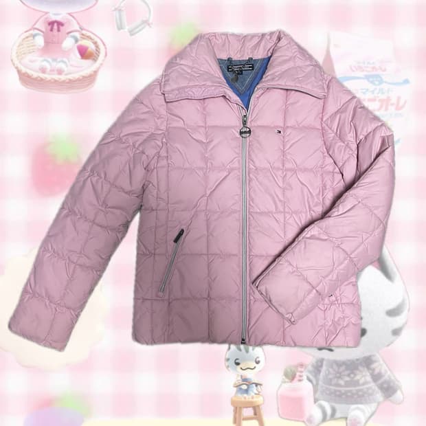 극레어) 빈티지 대대장👑 타미힐피거 딸기우유 핑크 숏패딩🩷🤍