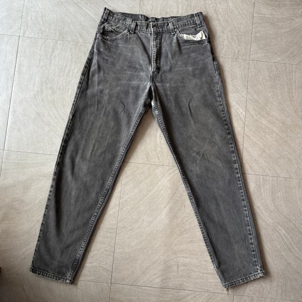 95년 미국 생산 리바이스 550 데님 오렌지탭 블랙 팬츠