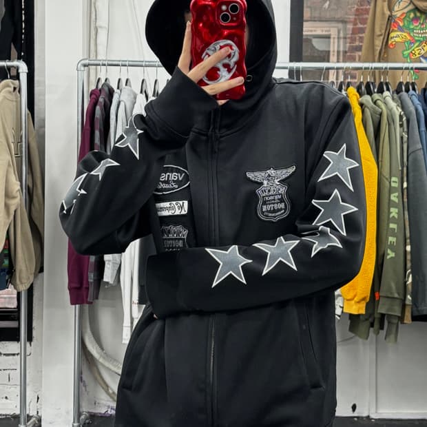 밴슨 레더 사이드 스타 후드집업