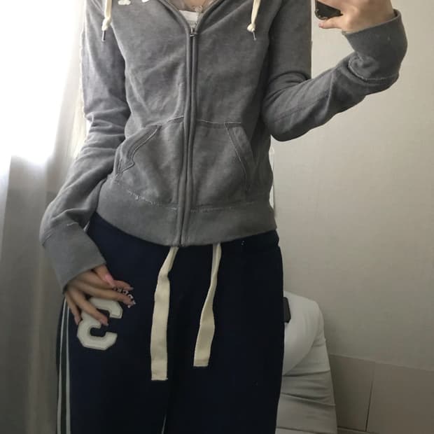 아베크롬비 그레이 슬림핏 후드집업