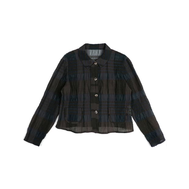 Soen sheer pleated check shirt blouse 해