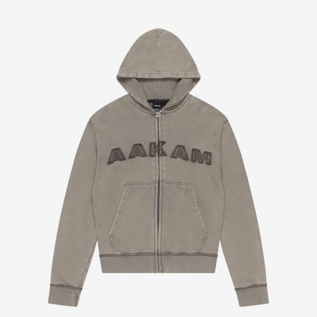 아캄 워시드 로고 후드집업 카키 2