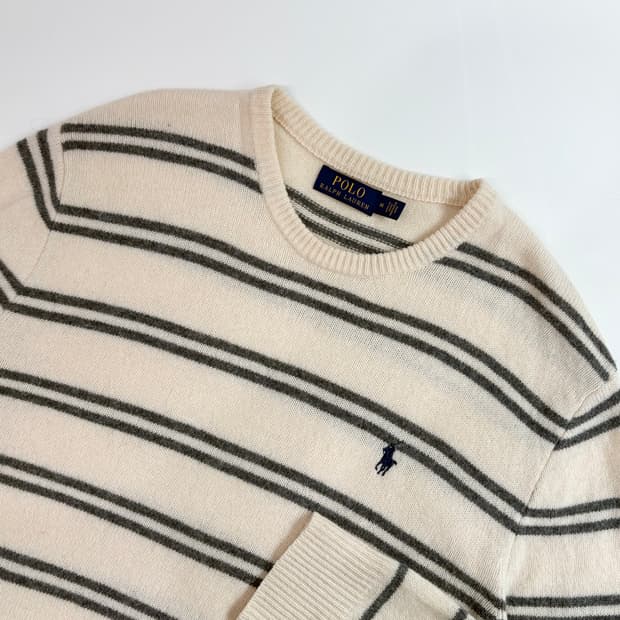 Polo 폴로 랄프로렌 신형 램스울 아이보리 컬러 단가라 니트   Pri