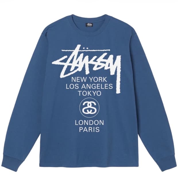 스투시 월드투어 롱슬리브 미드나잇 L