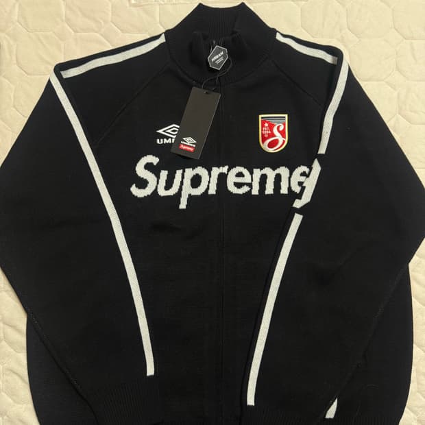 슈프림 엄브로 니트 집업 블랙 M