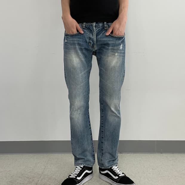 00's 히스테릭 글래머 스터드 데미지 데님 팬츠 30