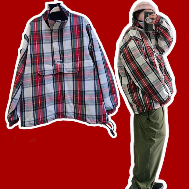 FILA 타탄체크 기모 아노락