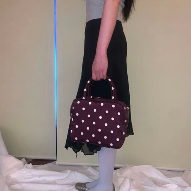 피치바스켓마켓 폴카 도트백 퍼플