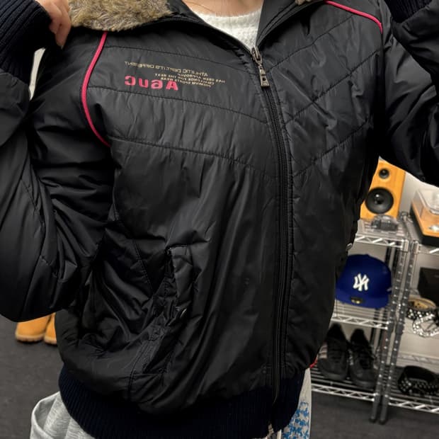 올드 빈티지 크롭 퍼 패딩 점퍼