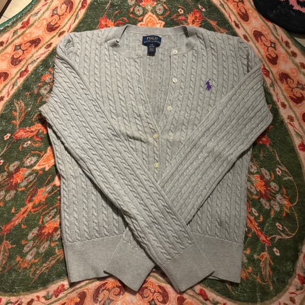 폴로 꽈배기 가디건 그레이