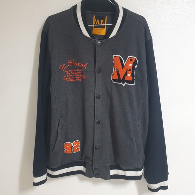 마자플라바 빈티지 자수 아플리케 바시티 자켓 m