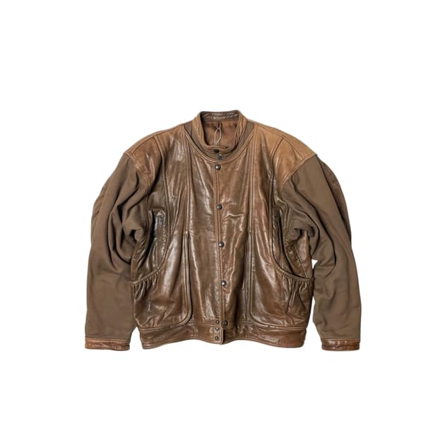 레더 트윌 코튼 레이어드 봄버 (italy made)