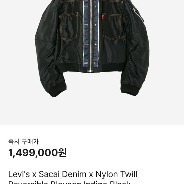 리바이스 x 사카이 데님 x 나일론 트윌 리버시블 블루종