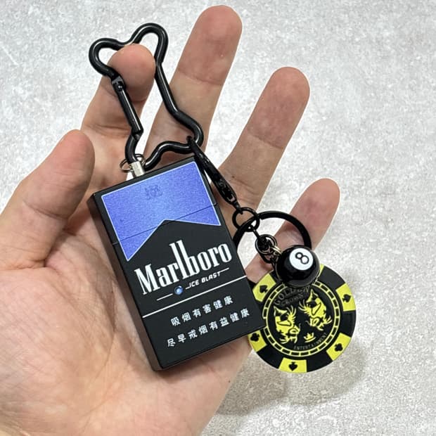 Oribell 말보루 재떨이 스틸 케이스 겜블 칩 키링 열쇠고리