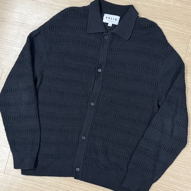 [48] 솔리드옴므 24SS 메쉬 가디건 블랙