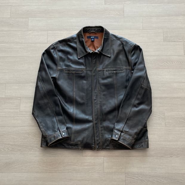 90s 올드갭 레더 자켓 gap 브라운