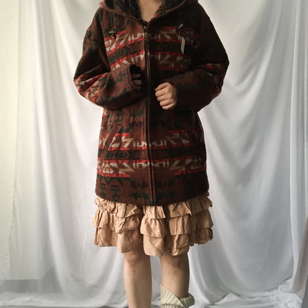 Ethnic mood hood zip up