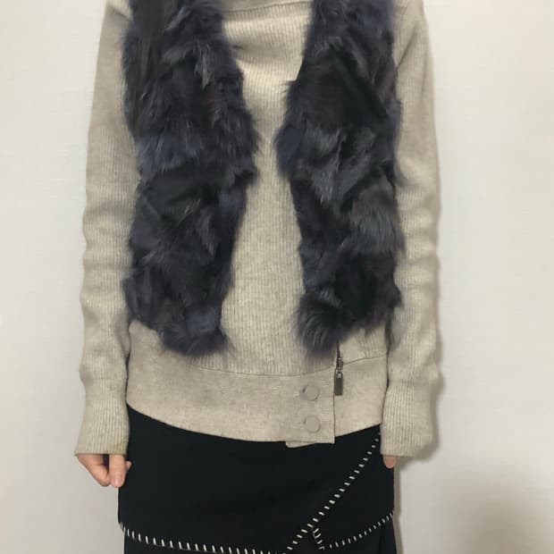 빈티지 퍼플 래빗 퍼 베스트