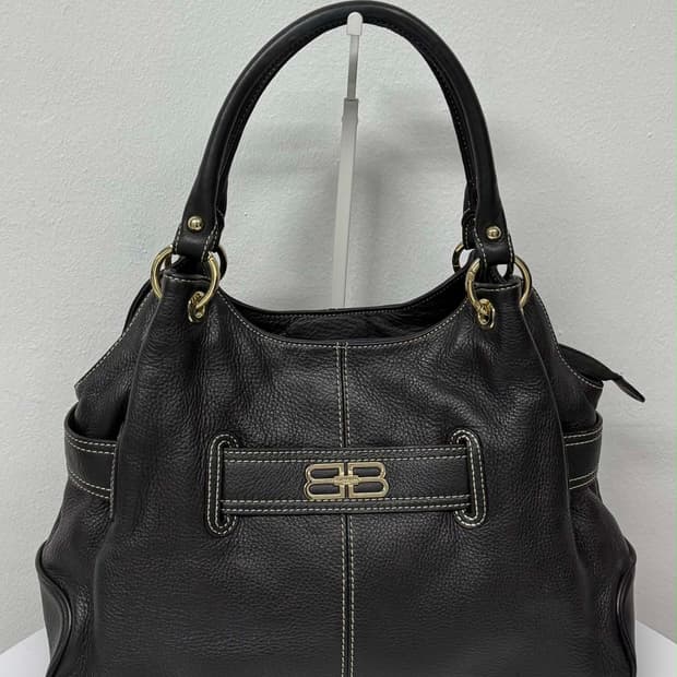 발렌시아가 00s 가죽 금장 숄더 호보백 블랙 토트