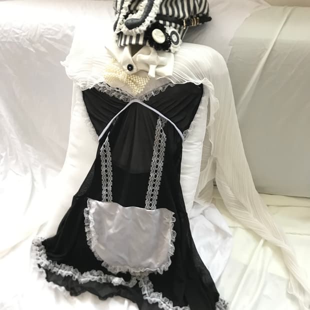 White fairy cardigan&maid slip onepiece