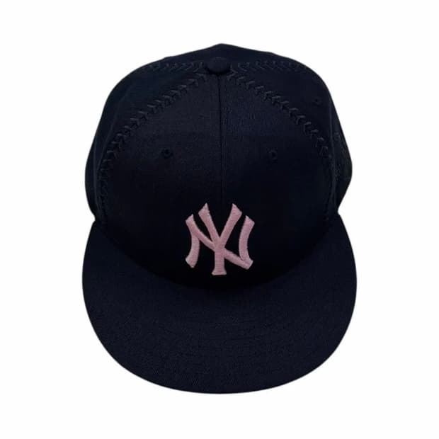 MLB 빈티지 뉴욕양키스 스냅백 모자 네이비 핑크