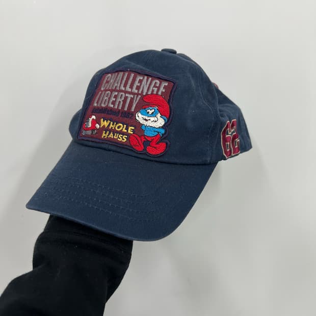 스머프 자수 모자