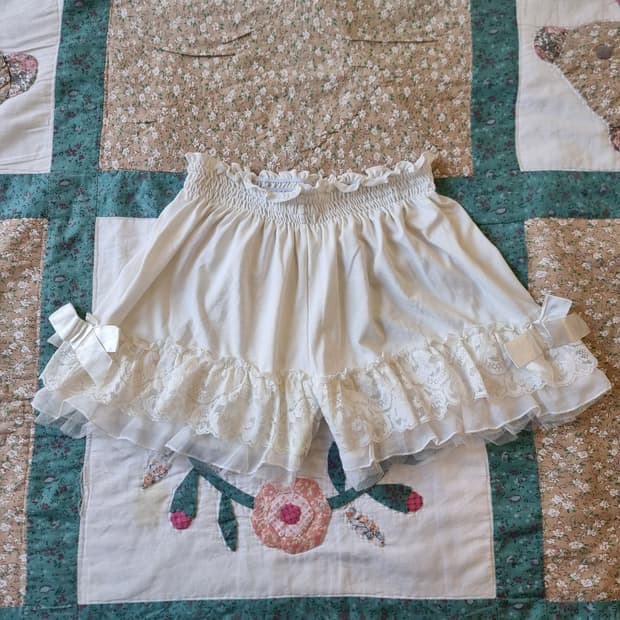 레이스 리본 프릴 팬츠형 페티팬츠