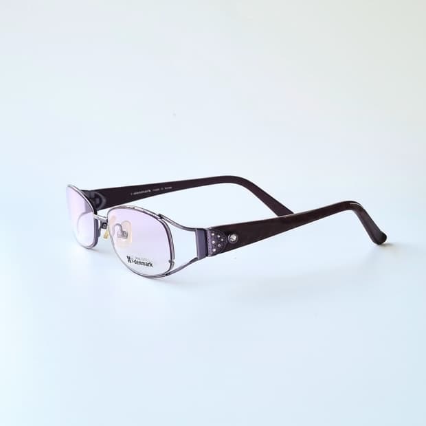 데드스탁  빈티지 퍼플 옆반무테 포인트 안경테 284