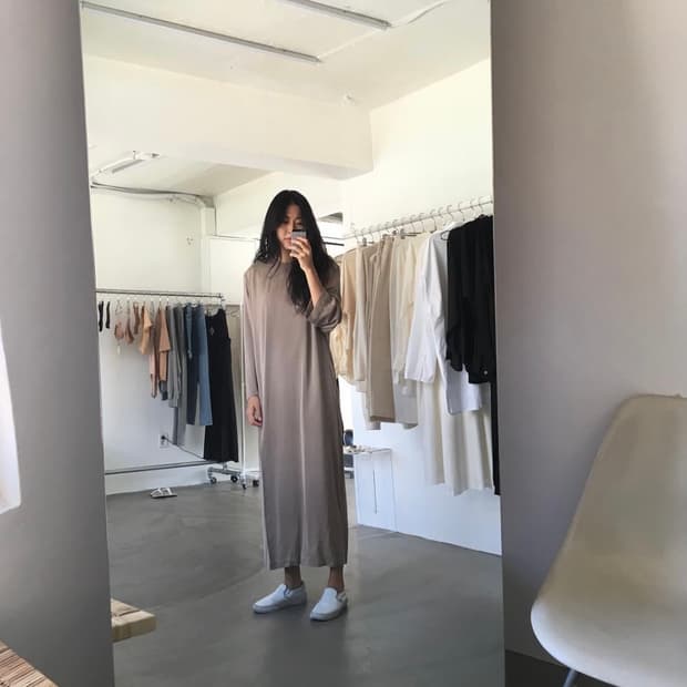 tencel long dress (beige)