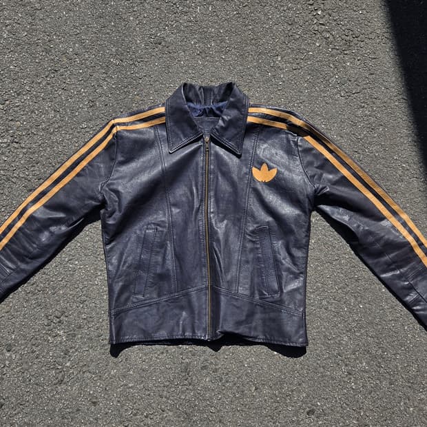 빈티지 아디다스 빅로고 가죽자켓