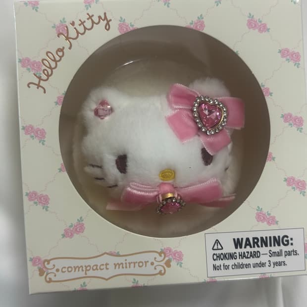 키티 부드러운 인형 마스코트 양면 거울 휴대용 공주 콤팩트 거울