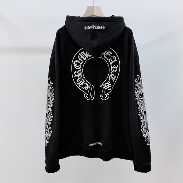 [S+급/XL] 크롬하츠 홀스슈 플로랄 헤비웨이트 퍽유 후드집업