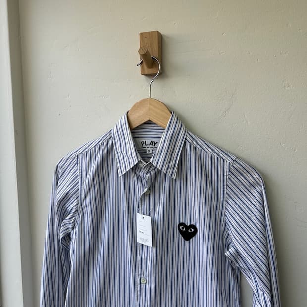 16140 - 꼼데가르송 블랙 와펜 스트라이프 셔츠