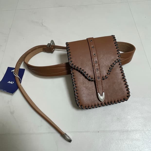 Brown leather whipstitch western belt ba