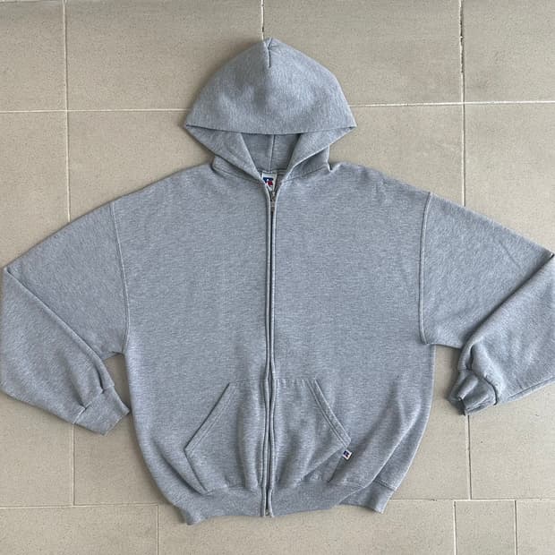 90s 빈티지 러셀 후드집업 그레이 XL