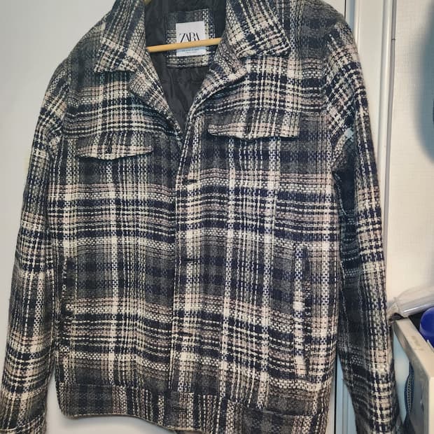 자라 체크 누빔 트러커 자켓 M