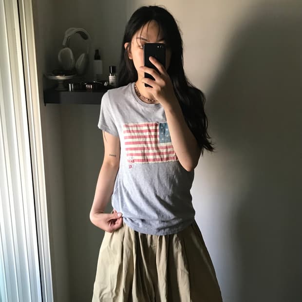 폴로 랄프로렌 성조기 그레이 반팔티
