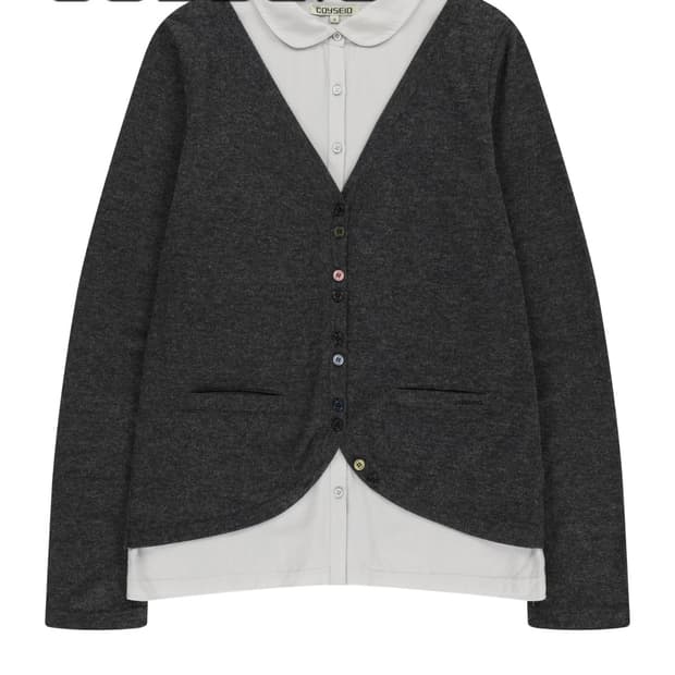 LAYERED SHIRT CARDIGAN DARK GREY