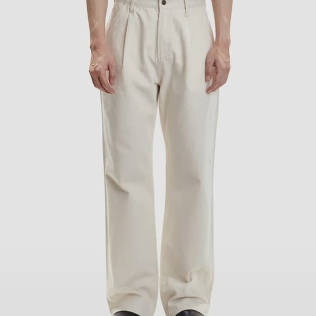 (28)모드나인 sleep over 와이드핏 크림진